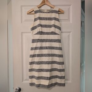 J.Crew striped basket weave dress Black And White Linen Blend Women's Size 2